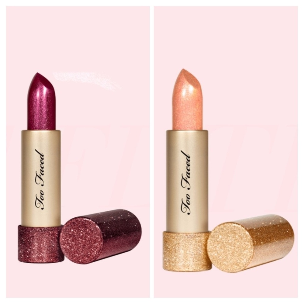 Too Faced metallic sparkle lipsticks. Throwback